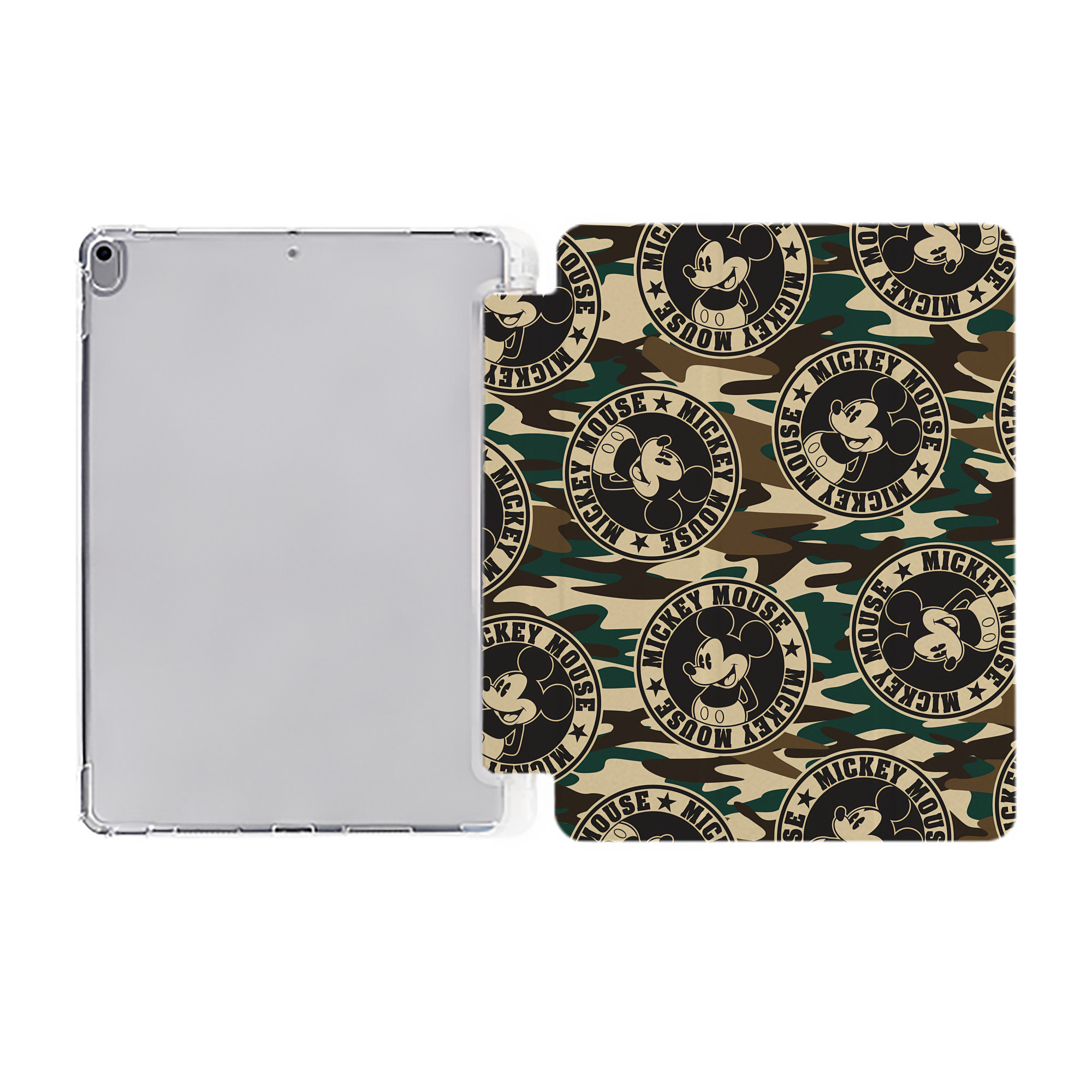 （画像用） ミッキーマウス Mickey Mouse IPad ケース ペン収納付き 三つ折りスタンド PUレザー×シリコン 対応機種9.5/10.5/10.9インチ